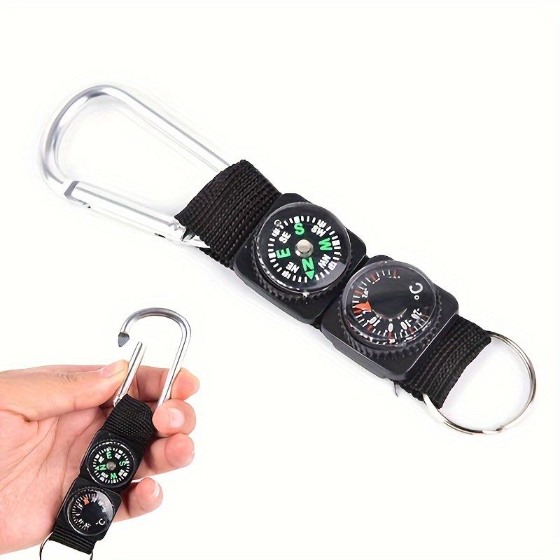 4pcs Three in one outdoor button with compass and thermometer, durable ABS/aluminum material, easy to carry, can be hung on a backpack