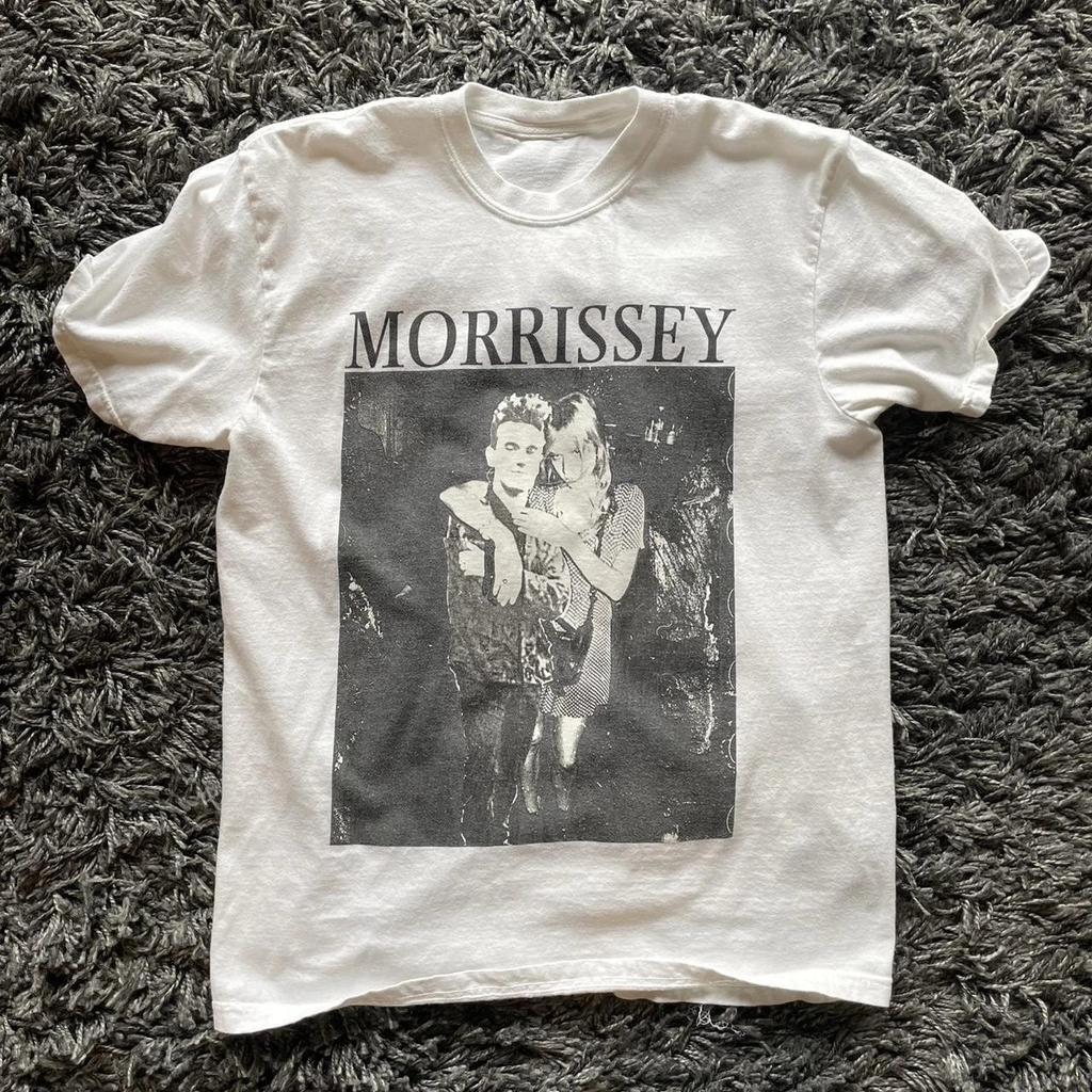 Maglietta Bianca Vtg Morrissey Anni '90 Stile Basic Unisex Uomo Donna vtg S-5XL
