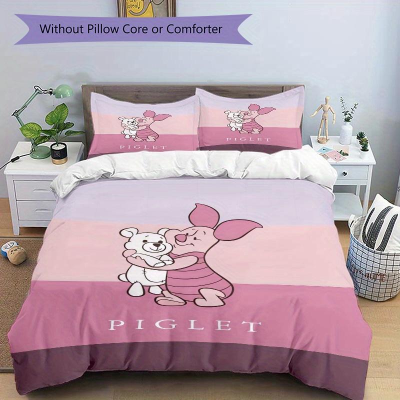 Set Biancheria da Letto 3 Pezzi Maialino & Winnie the Pooh Abbraccio, Include 1 Copripiumino e 2 Federe, Senza Imbottitura, Morbido e Confortevole 077