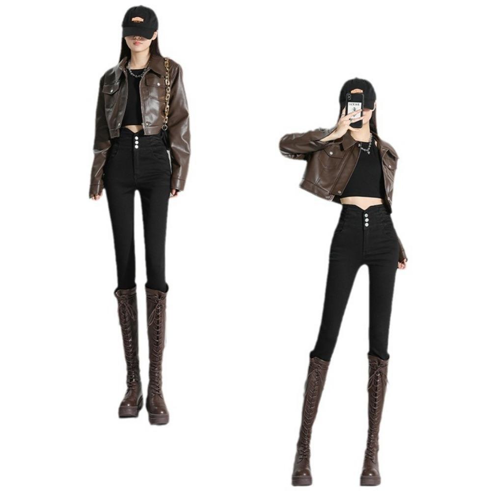 High-waisted Jeans Women's Autumn and Winter 2025 New Elastic Design Feeling Thin Spice Girl Pants Pencil Pants