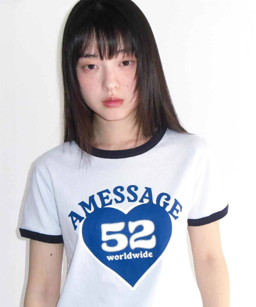 AMES-WORLDWIDE 52 Heart Ringer Crop Tee Blue