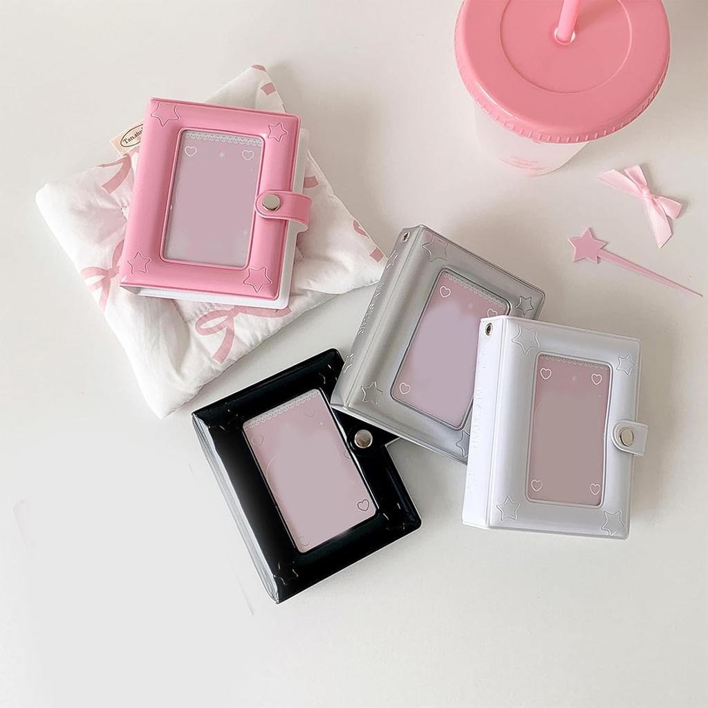 Mini Photo Album 2x3 Inch PVC Cover Hollow Cover 20 Pages Kpop Fans Idol Cards Travel Gift Portable Storage Book Cute Colors