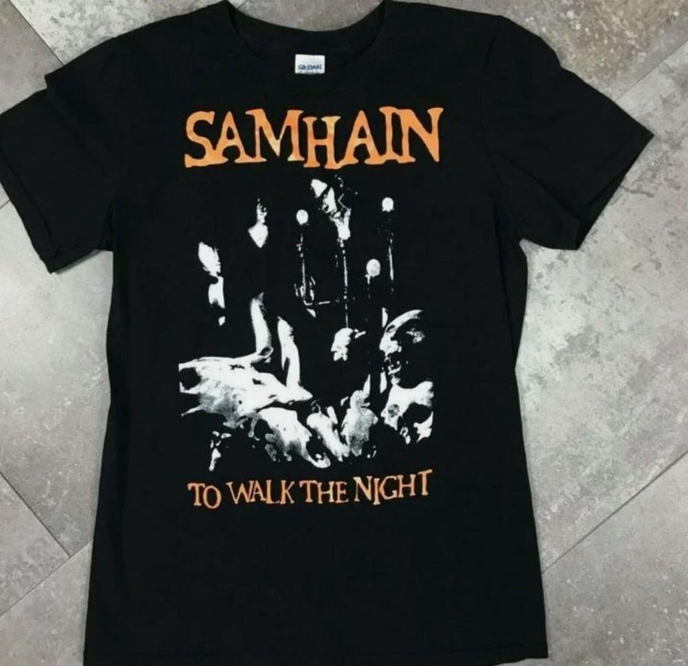 Samhain Black T Shirt To Walk The Night Punk Rock Unisex T-Shirt L