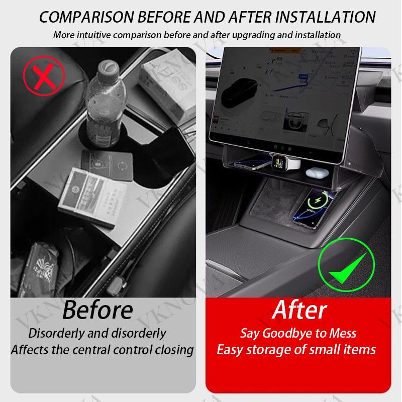 For Tesla Model Y Standard 2025 Car Storage Box Hidden Storage Organizer Case Tray Under The Central Control Screen For Model3 Y