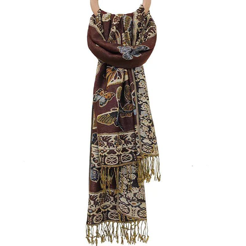 New retro tassel long shawl travel out long scarf scarf women's autumn and winter fashion scarf