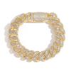 Bracciale a Catena Cuban Link Iced Out Rotondo e Baguette CZ Largo 15mm Moda Hip Hop per Uomo