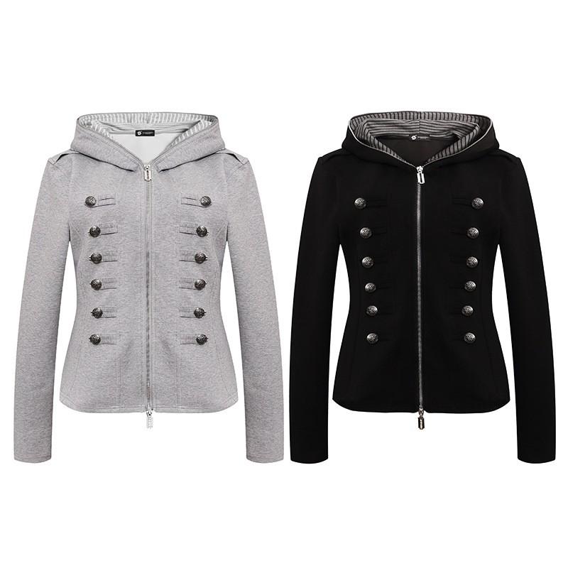 Vintage Striped Hooded Sweatshirt Slim Fit Zip Up Cardigan Streetwear Women