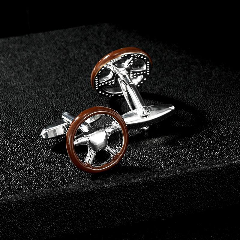 Unusual Car Steering Wheel Design Personalized Cufflinks Men's Premium Formal Suit Shirt Zircon Luxury Alloy Sleeve Cuff Link