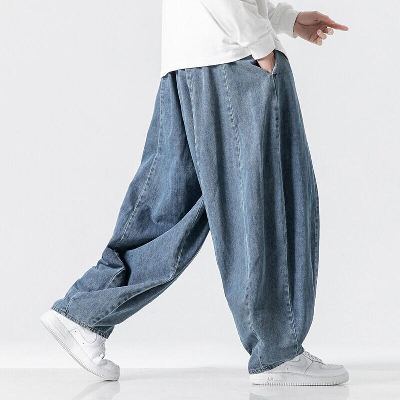 Spodnie męskie Duże Japońskie Retro Luźne Harem Proste Nogawki Spodnie Styl Hongkoński Szerokie Nogawki Kowbojskie Spodnie Lampiony