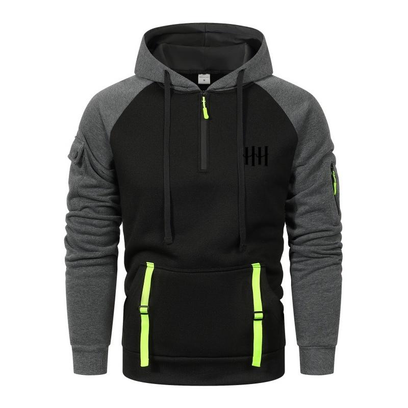 Autumn and winter men's casual long-sleeved printed hoodie, zipper drawstring printed pocket sweatshirt pullovers for men