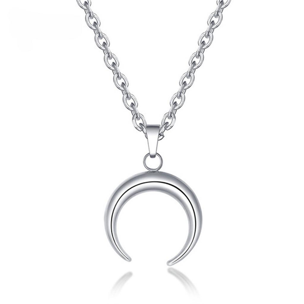 Stainless Steel Pendant Moon-shaped Collar Chain, Simple Moon Titanium Steel Chain, Moon Necklace