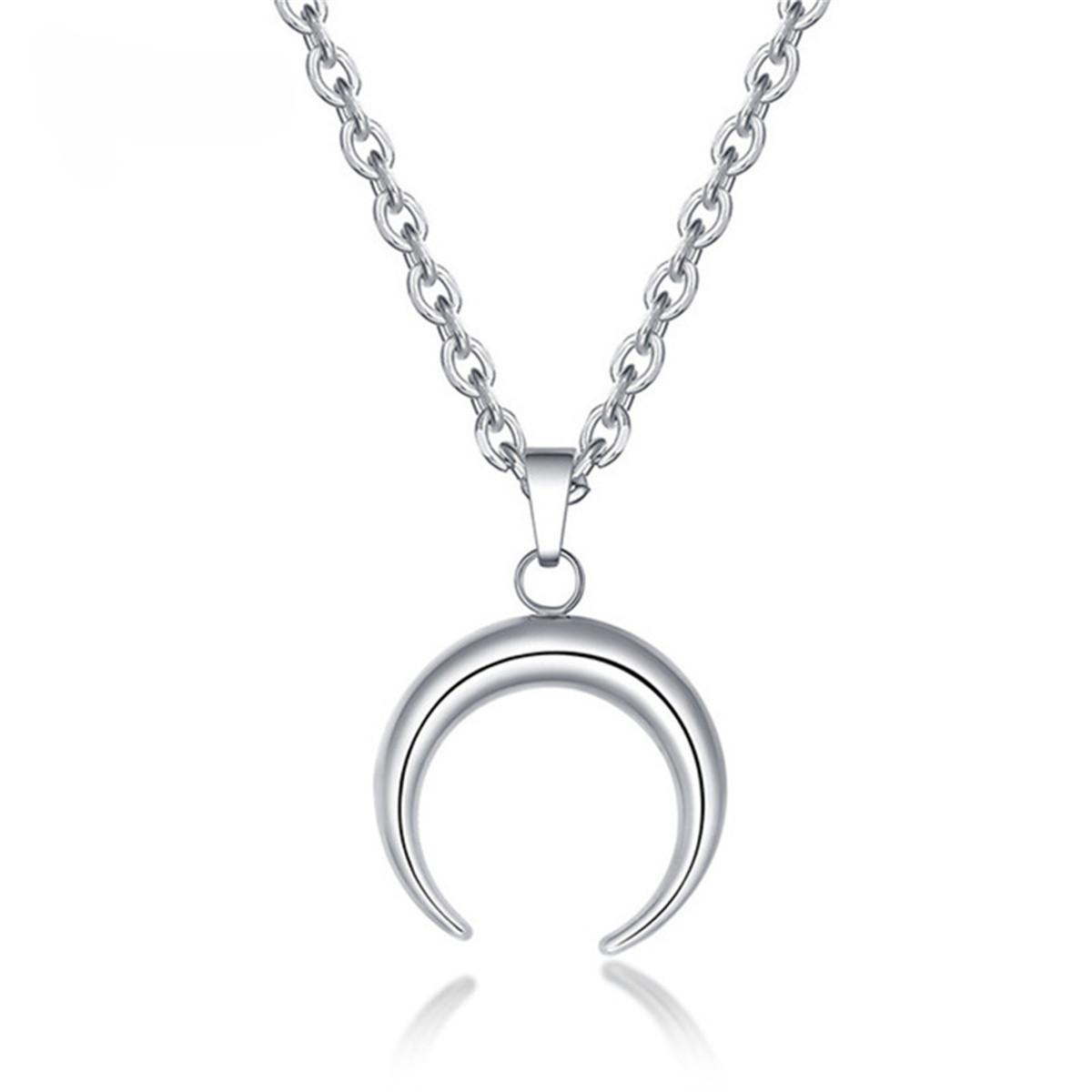 

Stainless Steel Pendant Moon-shaped Collar Chain, Simple Moon Titanium Steel Chain, Moon Necklace серебряный