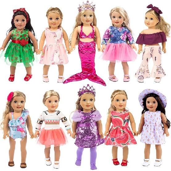 ebuddy 10 Sets 18 Inch Doll Clothes 18 Inch Doll Clothes and Accessories Fit for 18 inch Dolls 18 Inch Doll Doll Clothes