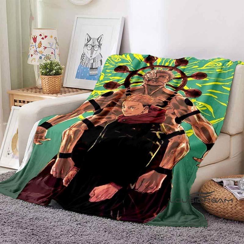 Jujutsu Kaisen Cartoon-Themed Flannel Blanket — Soft & Cozy Throw for Bed, Sofa, or Picnic Use — A Great Gift for Kids