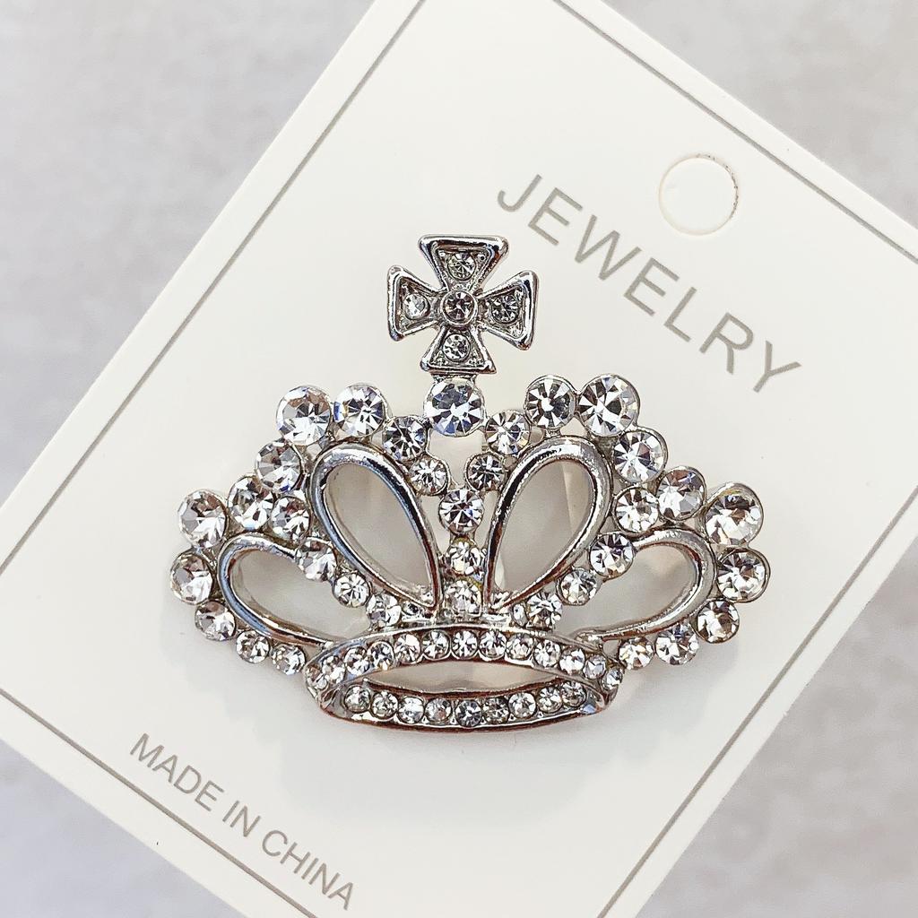 Brooch Women's Accessories High-end Crown Small Neckpin Dress Brooch Sweater Suit Pin Crystal Pearl Neckpin