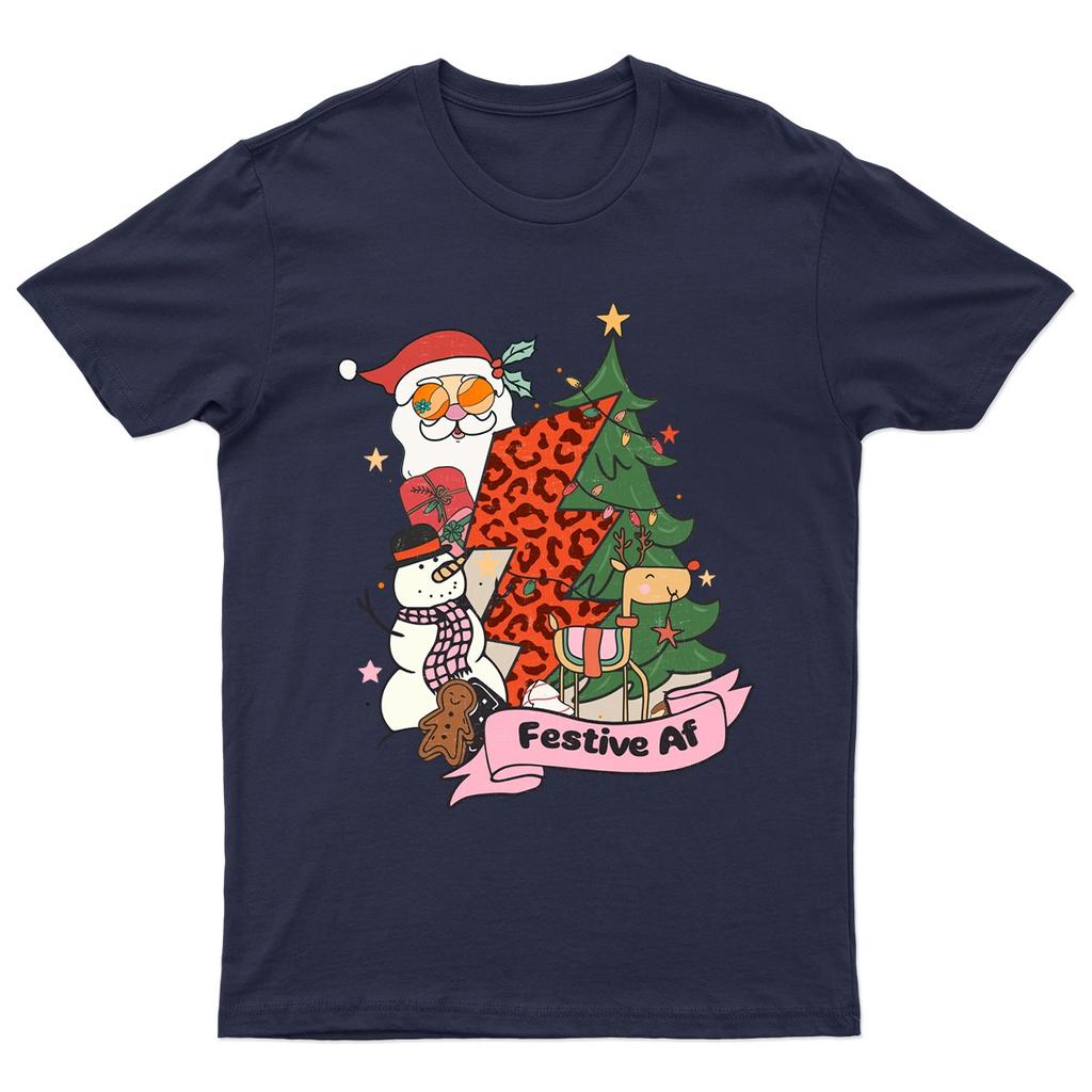 Festive Af Santa Claus TShirt Unisex Gift Retro Seasonal Funny Xmas Unisexs a