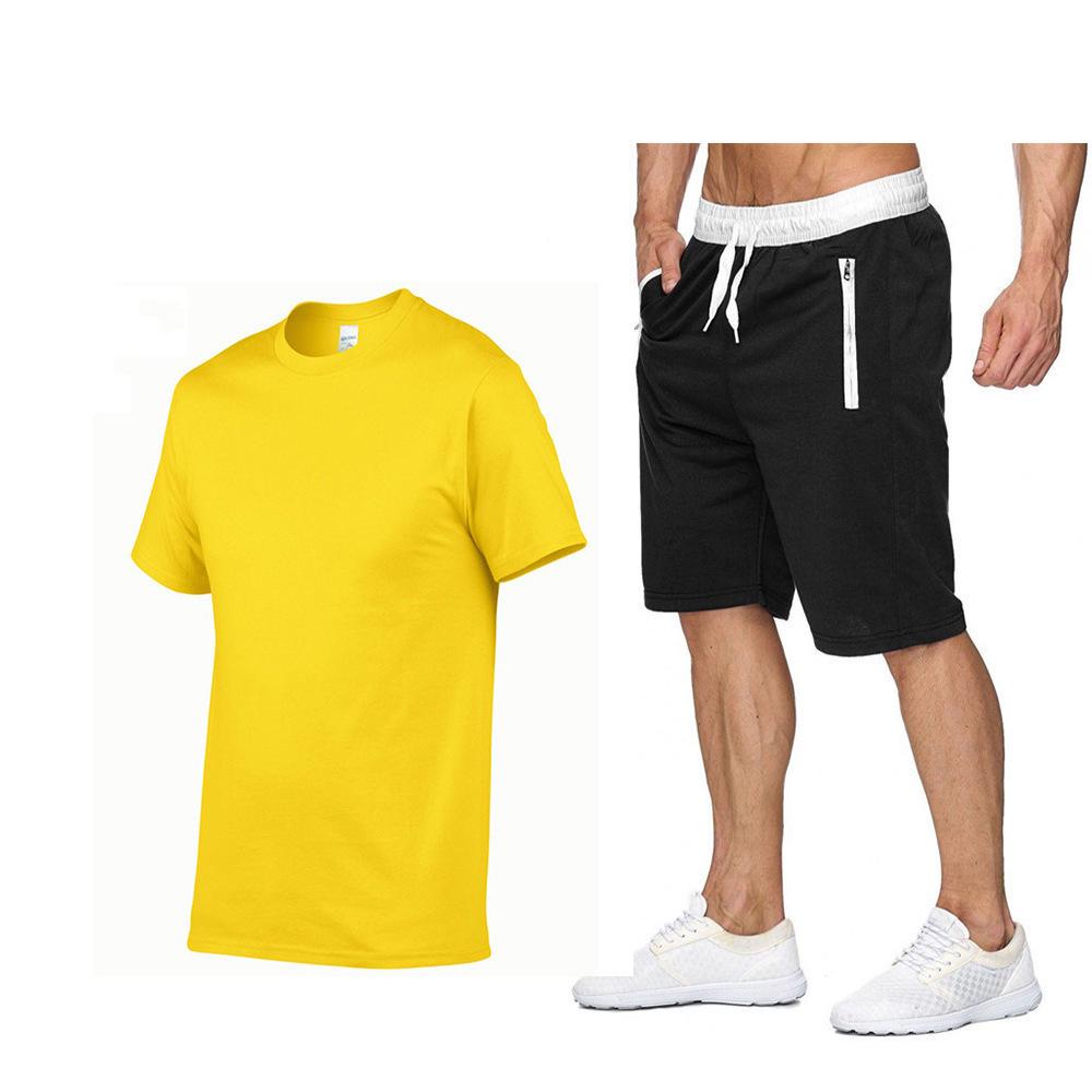 Men's Summer Fashion Solid Color T-shirt and Shorts Set - Short Sleeve Hot Seller