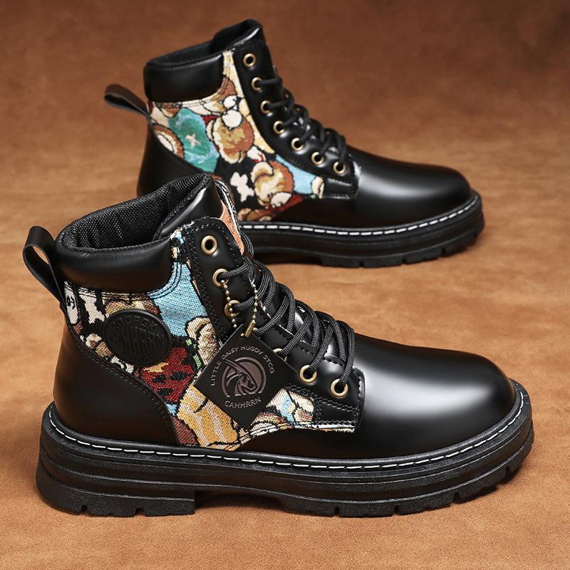 

Осенняя мужская обувь, дышащие высокие ботинки Martin, мужские трендовые универсальные туфли-карго с толстой подошвой и нескользящей подошвой, повседневные короткие ботинки для мужчин 44