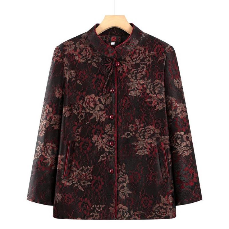 

Women s autumn coat stand-up collar wear old lady top women 5XL [recommended 150-80 kg]