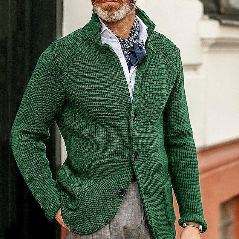 Men's Casual Long Sleeve Solid Color Knit Jacket