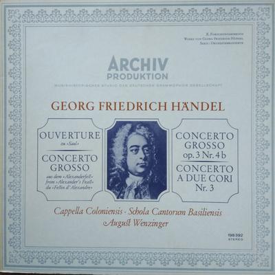 LP Record GEORG FRIEDRICH HNDEL  CAPPELLA C  Overture To Saul  Concerto Gross SAPM198392 Archiv Produkti 1967 Germany Classical Used