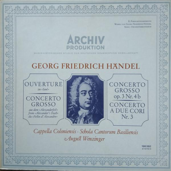 

LP Record GEORG FRIEDRICH HNDEL CAPPELLA C Overture to Saul Concerto Gross SAPM198392 Archiv Produkti 1967 Germany Classical Used
