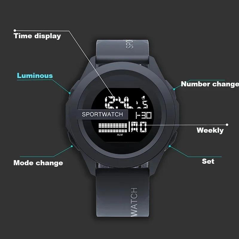 POSHI Sport Watch for Man Luxury Digital Wristwatch Stopwatch Luminous with Date Week Original Waterproof Clock free shipping