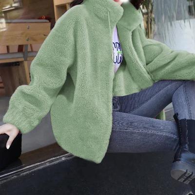 Fleece Thickened Jacket Women's Tide Winter Double-sided Fleece Warm Turtleneck Sweater Women's Cardigan Stand-up Collar Fleece Clothes Women's