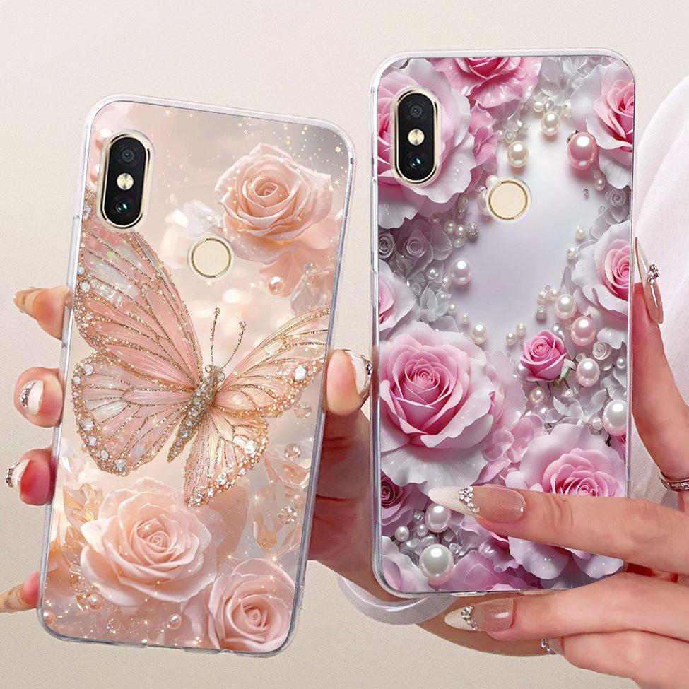 Transparent For Redmi 6 Pro Cover For Xiaomi Mi A2 Lite Case Cute Cartoon Fashion Butterfly Funny Painted Casing M1805D1SG