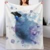 Watercolour Kokako Throw Blanket Warm Cozy Throw Blanket for Living Room Couch