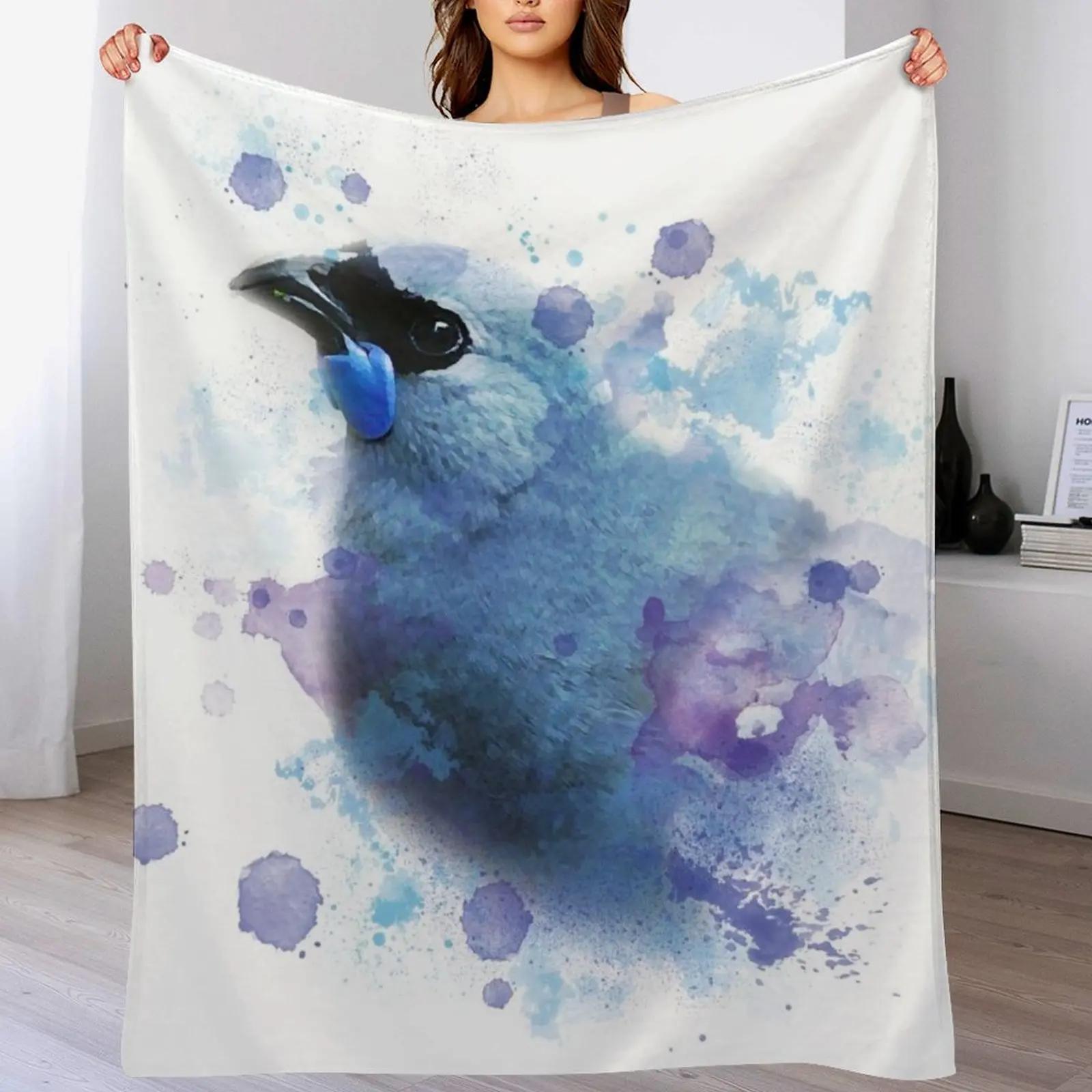 

Watercolour Kokako Throw Blanket Warm Cozy Throw Blanket for Living Room Couch 102x76cm(40x30in)