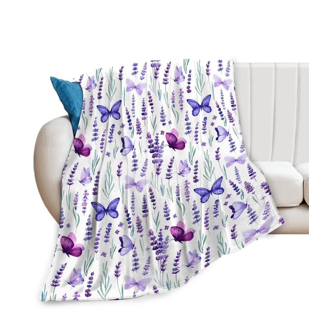 Super Soft Funny Butterfly Throw Blanket Cozy Fleece Fuzzy Plush Flannel Blanket for Travel Camping Living Room Sofa Decor Gift