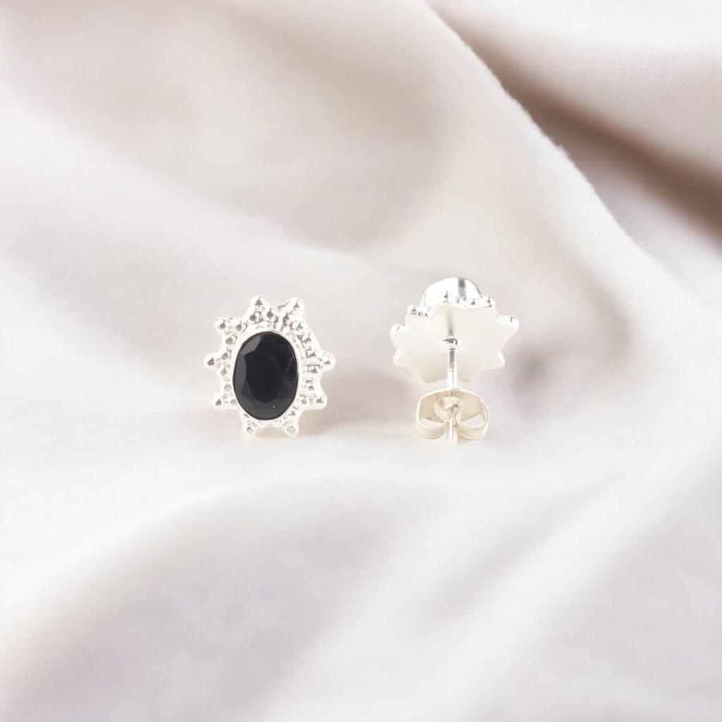 Black Onyx Gemstone 925 Sterling Silver Handmade Jewelry Dangle Earrings 0.54" EE-151-15