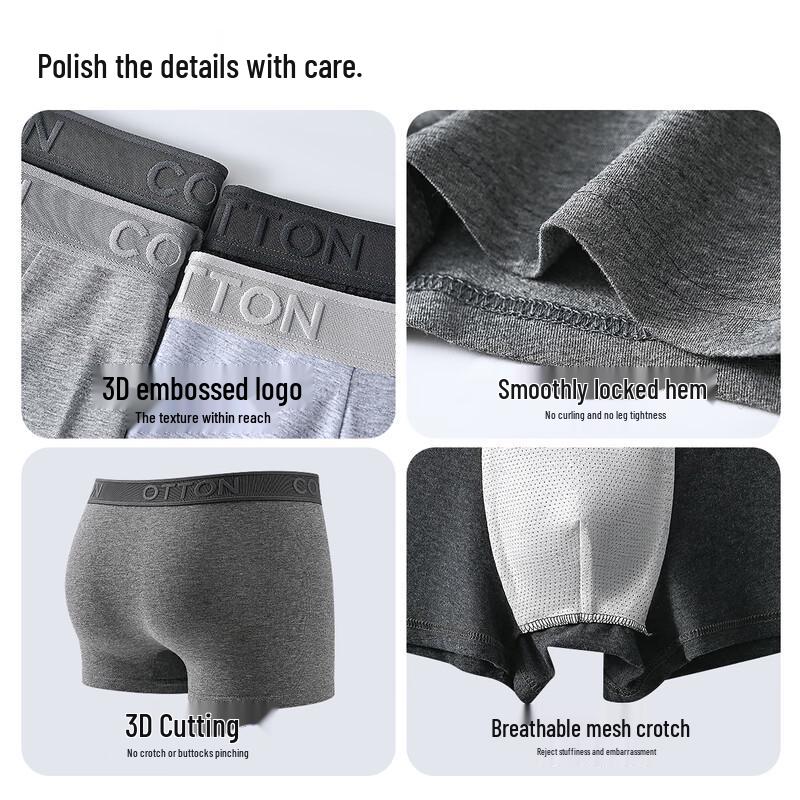 Men's Modal Cotton Antibacterial Boxer Briefs 5-Pack