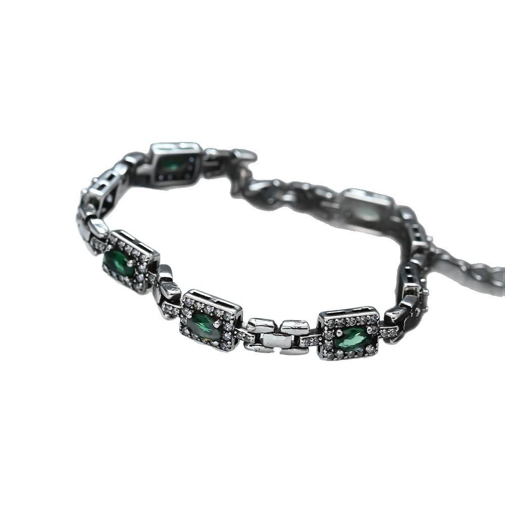 Винтажный Роскошный Зеленый Циркон Алмаз Овальный Браслет