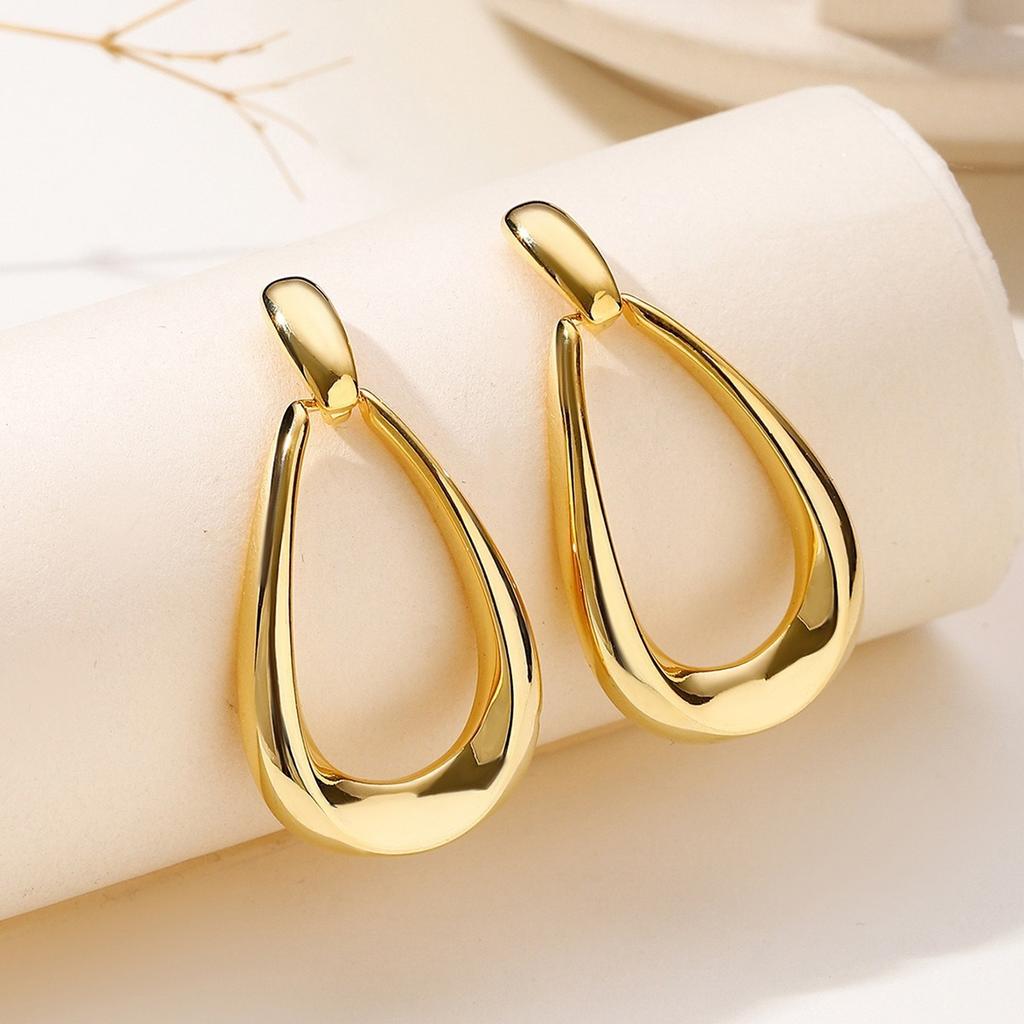 1 Pair Exquisite Geometric Drop Earrings - Zinc Alloy Dangle Earrings with Sophisticated Luxury Minimalist Design, Perfect for Daily Vacation Wear