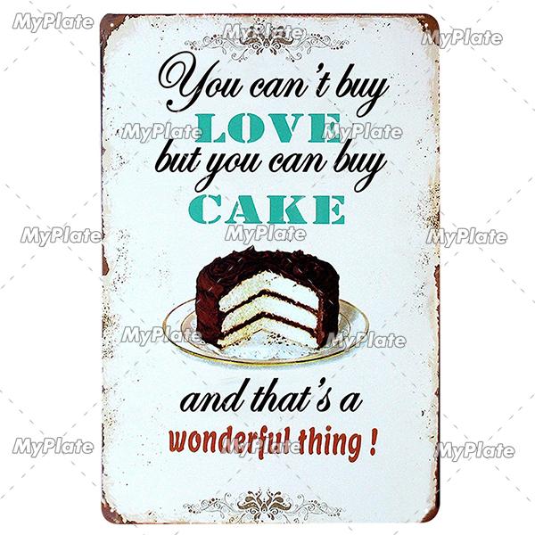 Cake Metal Sign Plaque Metal Vintage Food Tin Sign Wall Decor for Kitchen Cafe Diner Bar Cupcake Metal Signs