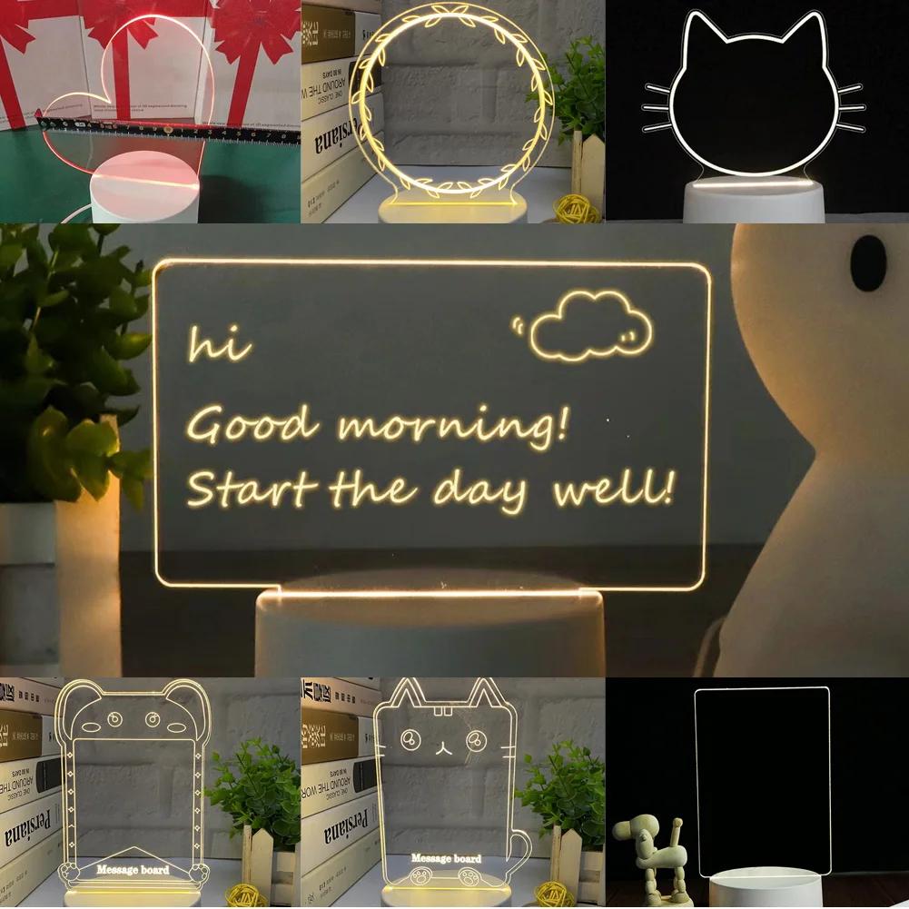 3D Sticky Note Message Board Home Decor Night Light USB Charging Warm Light Desk Bedside Lamp Kids Girlfriend Gift