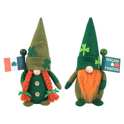 Patricks Day Gnome Holding Flag Faceless Doll Plush Decorations Handmade Party Decor for Kids Gift Desktop Ornaments