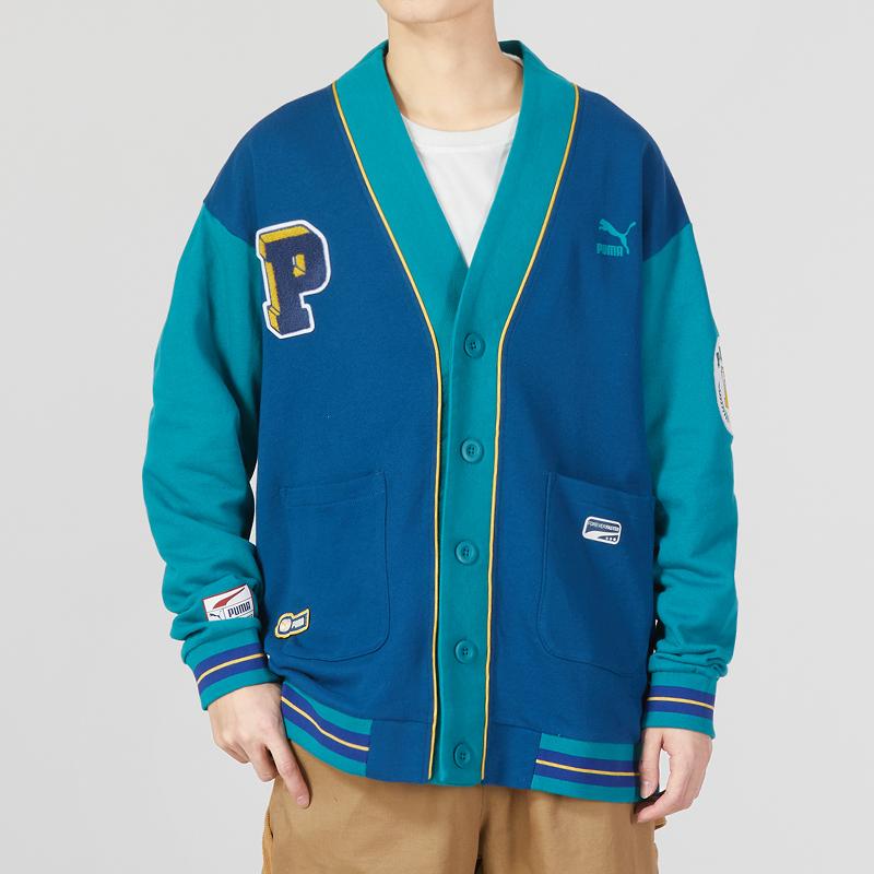 Puma Men's Retro Varsity Style V-Neck Knit Cardigan 677374-45