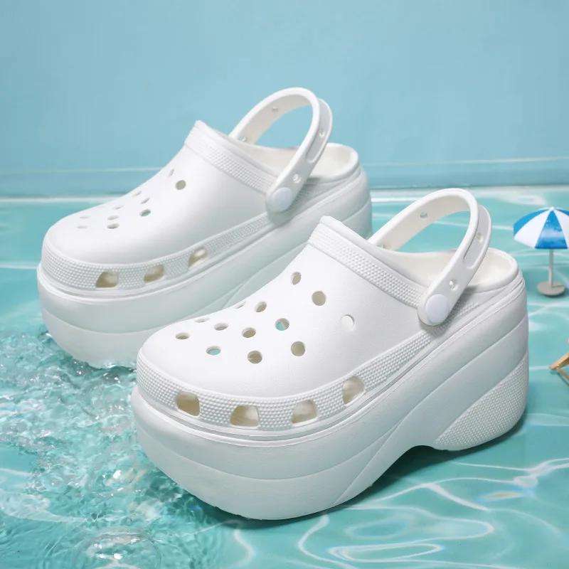 Superhøye 10 cm sandaler for kvinner sommer kvinnetøfler plattformsandaler utendørs gate strandtøfler flip-flops hagesko