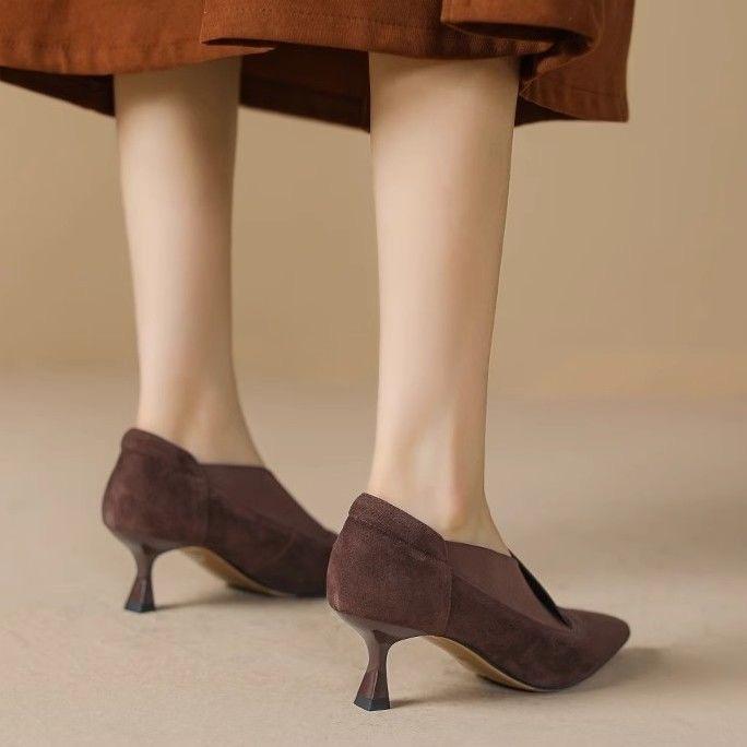 Xiaoxiangfeng French casual pointed single shoes 2026 autumn new versatile single shoes elegant non-slip high heels