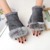 Women Fingerless Gloves Winter Suede Faux Fur Gloves Warm Fuzzy Half Finger Mittens for Women Girls Teens Writing Typing