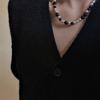 S925 Sterling Silver Niche Design Sense Simple Black Agate Necklace Fashionable Simple Personality Collarbone Chain