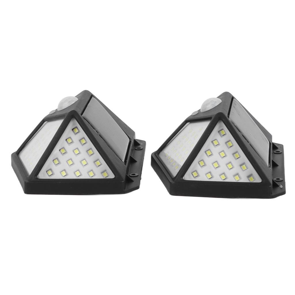 2 Pcs Solar Motion Sensor Light 4 Sided 100 LEDs High Brightness Waterproof Outdoor Solar Wall Lamp