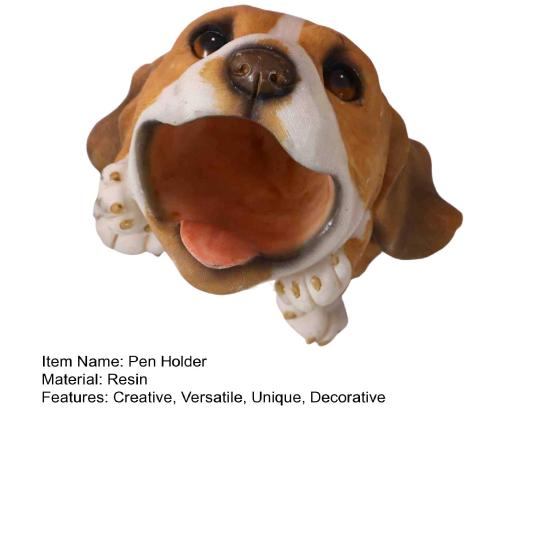 Cute Puppy Pen Holder Resin Desktop Organizer for Stationery Mini Dog Desktop Ornament Creative Gift for Students Office