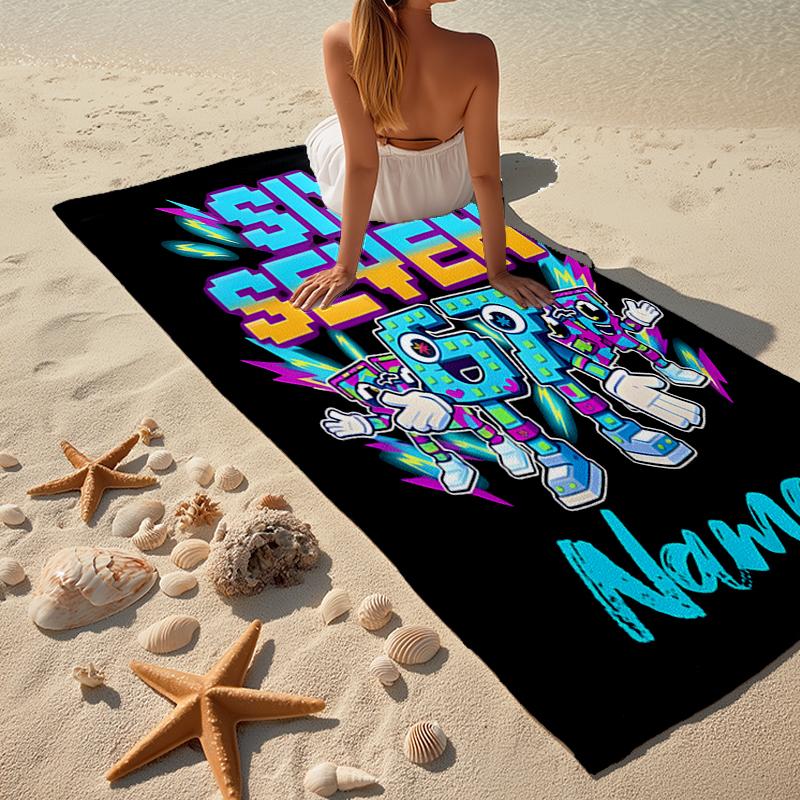 Custom Name Ultra-Soft Beach Towel with 67 Theme,Ideal for Pool - Camping, Diving - Perfect Travel Essential, Vibrant Beach Towel.