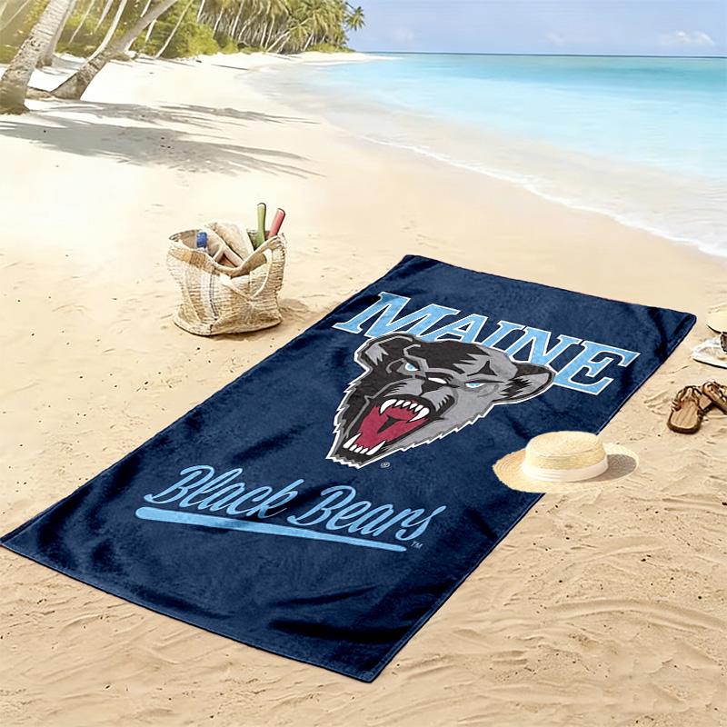 Asciugamano da Spiaggia Stampa Maine Black Bears, Asciugamano Grande Morbido Asciugatura Rapida per Spiaggia Campeggio Nuoto