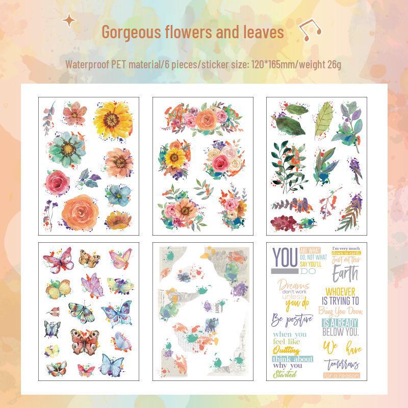 

Набор наклеек «Цветочные и бабочки» с зелеными листьями Yuezhen