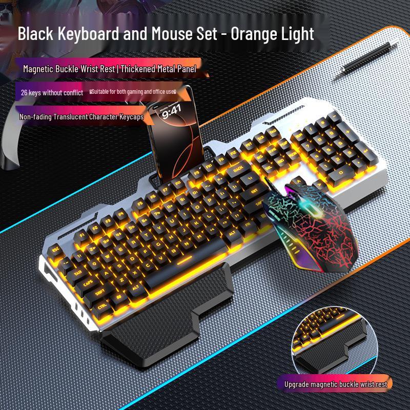 Set Tastiera Gaming Cablata, Mouse e Cuffie GX810 - Sensazione Meccanica, Metallo, Luminoso.